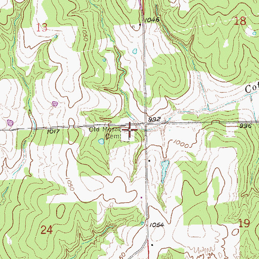 Topographic Map of Old Moral Cemetery, OK