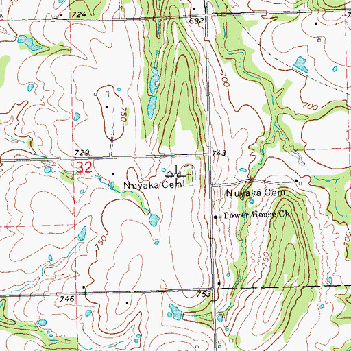 Topographic Map of Old Nuyaka Cemetery, OK