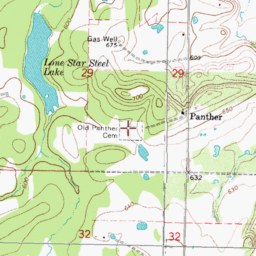 Topographic Map of Old Panther Cemetery, OK