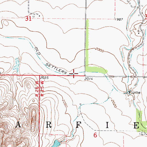 Topographic Map of Old Settlers Irrigation Ditch, OK