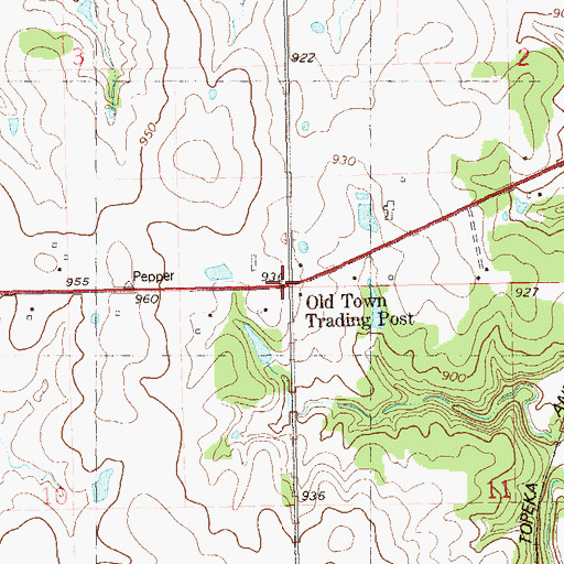 Topographic Map of Old Town Trading Post, OK