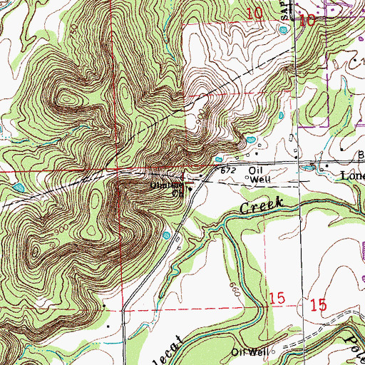 Topographic Map of Olintine Church, OK