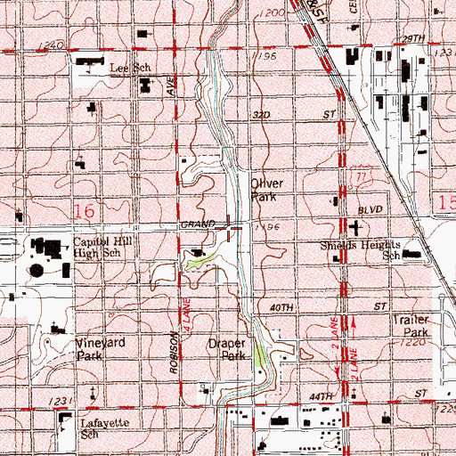 Topographic Map of Oliver Park, OK