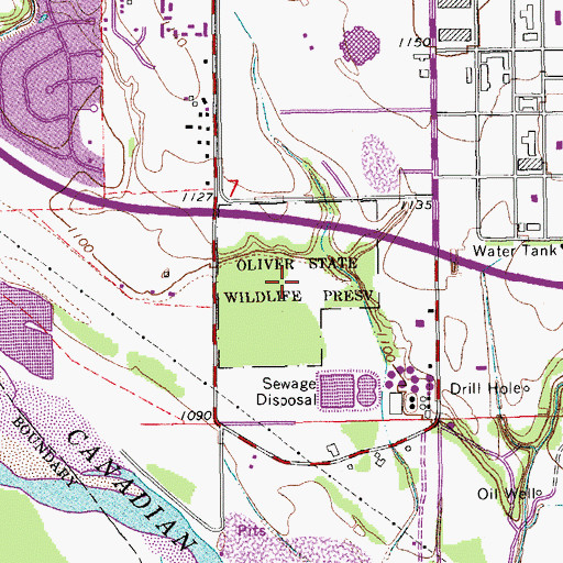 Topographic Map of Oliver Wildlife Preserve, OK