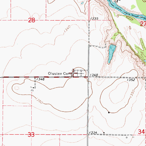 Topographic Map of Olustee Cemetery, OK