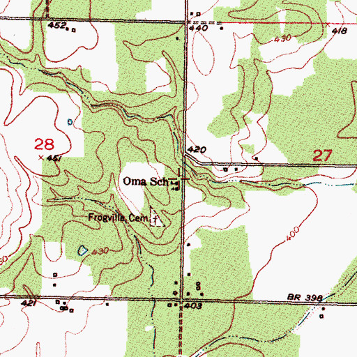 Topographic Map of Oma School, OK