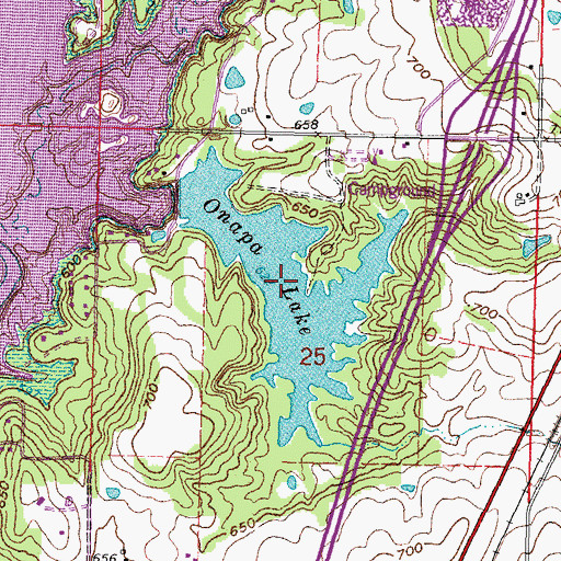 Topographic Map of Onapa Lake, OK