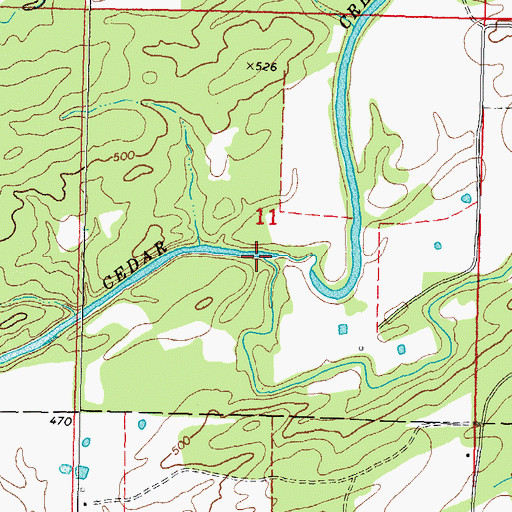 Topographic Map of One Creek, OK