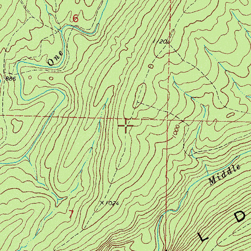 Topographic Map of One Creek Trail, OK