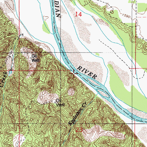 Topographic Map of One Horse Creek, OK