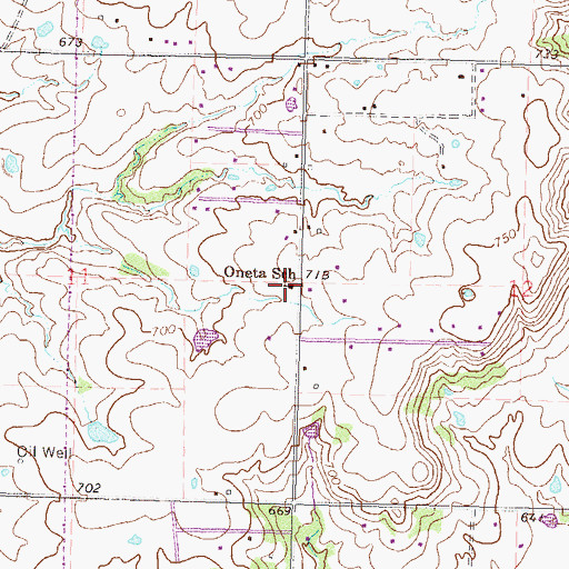 Topographic Map of Oneta School, OK