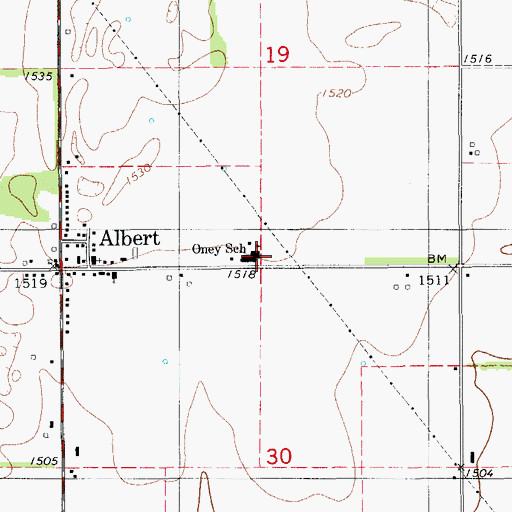 Topographic Map of Oney School, OK
