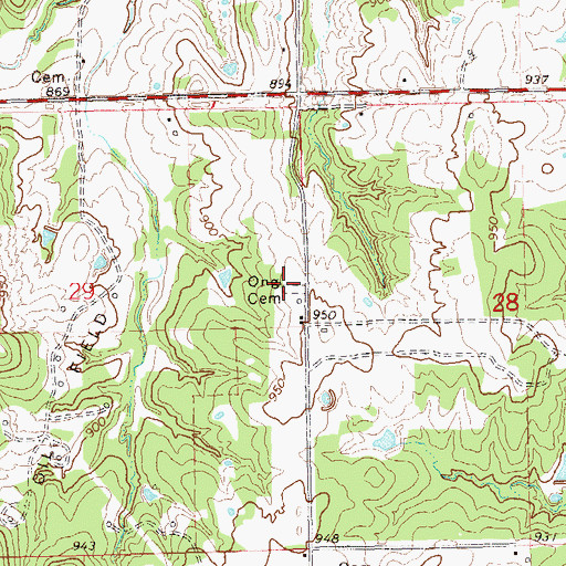 Topographic Map of Ong Cemetery, OK