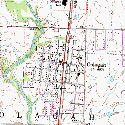 Topographic Map of Oologah, OK