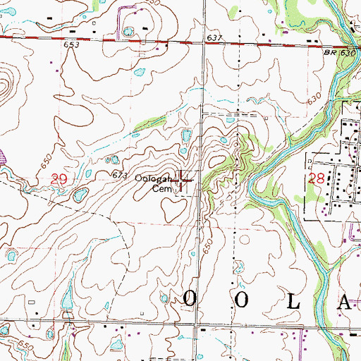 Topographic Map of Oologah Cemetery, OK