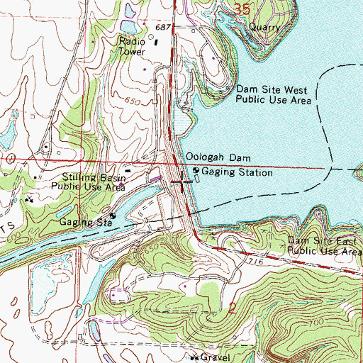 Topographic Map of Oologah Dam, OK