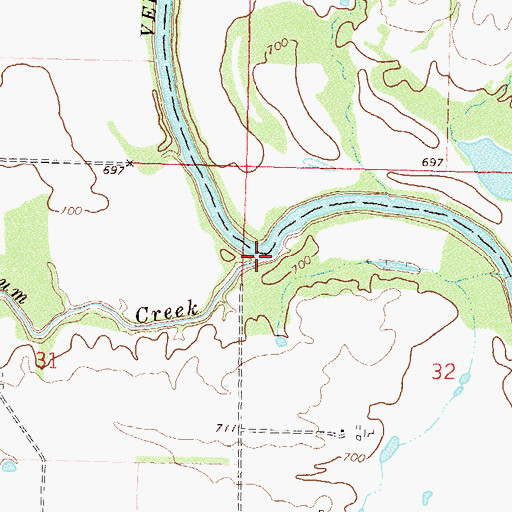 Topographic Map of Opossum Creek, OK