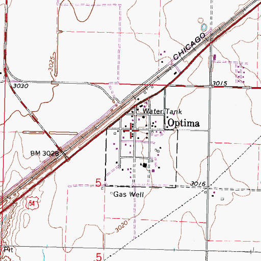 Topographic Map of Optima, OK