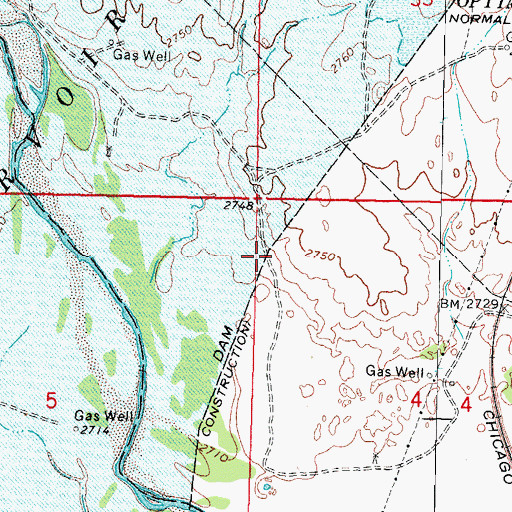Topographic Map of Optima Dam, OK