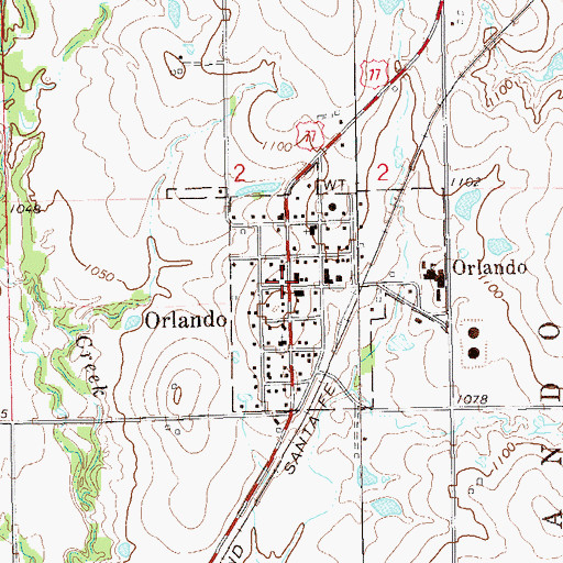 Topographic Map of Orlando, OK