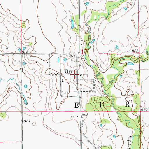 Topographic Map of Orr, OK