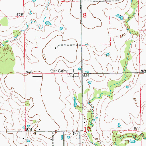 Topographic Map of Orr Cemetery, OK