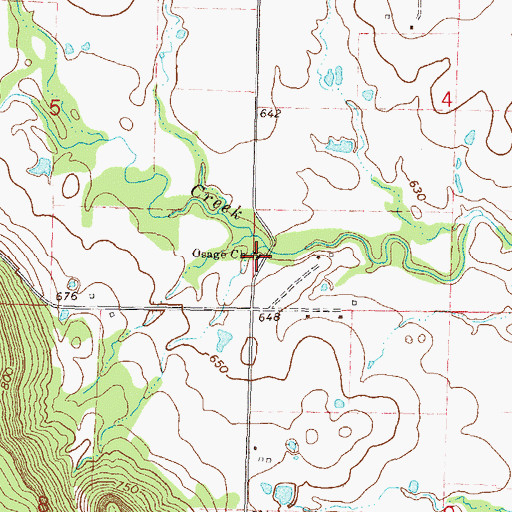 Topographic Map of Osage Church, OK