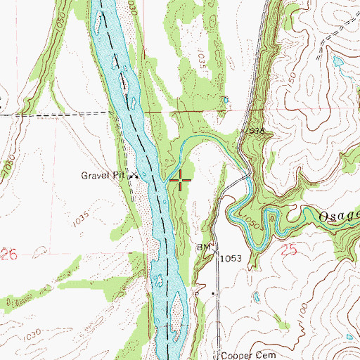 Topographic Map of Osage Creek, OK