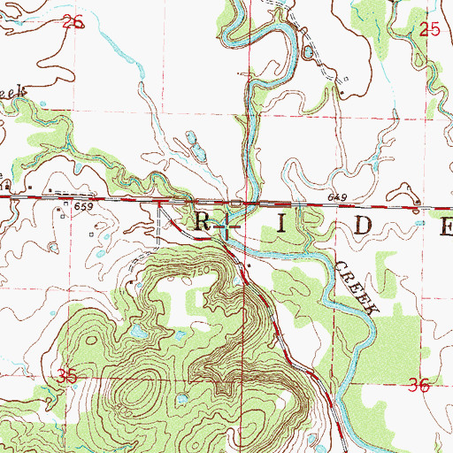 Topographic Map of Osage Creek, OK