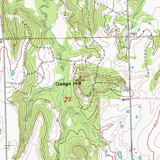 Topographic Map of Osage Hill, OK