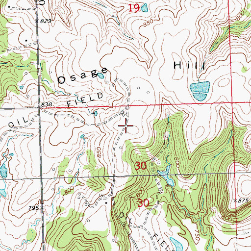 Topographic Map of Osage Hill, OK