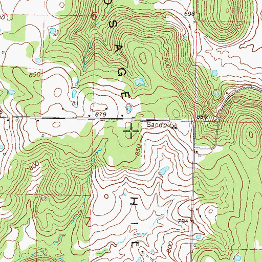 Topographic Map of Osage Hills, OK