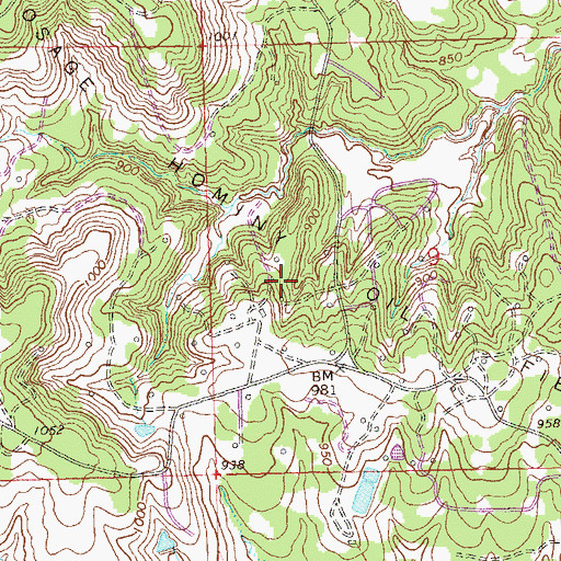 Topographic Map of Osage Hominy Oil Field, OK