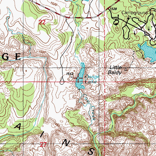 Topographic Map of Osage Lake, OK