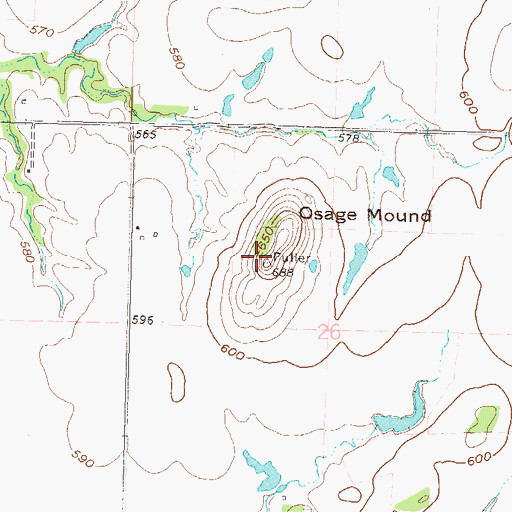 Topographic Map of Osage Mound, OK