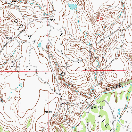 Topographic Map of Oscar Oil Field, OK
