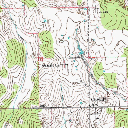 Topographic Map of Oswalt Cemetery, OK