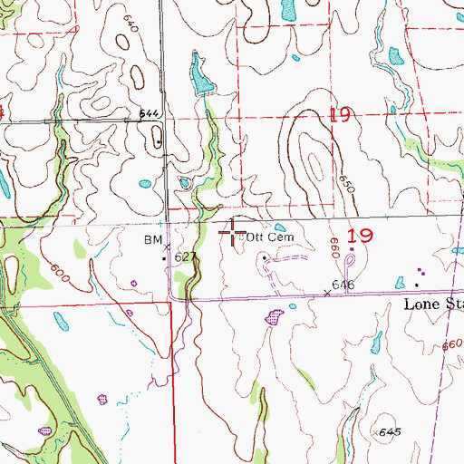 Topographic Map of Ott Cemetery, OK