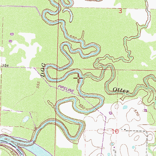 Topographic Map of Otter Creek, OK