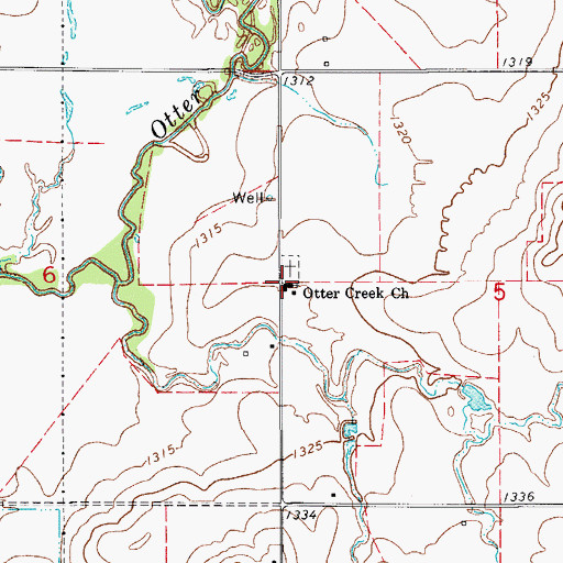 Topographic Map of Otter Creek Church, OK
