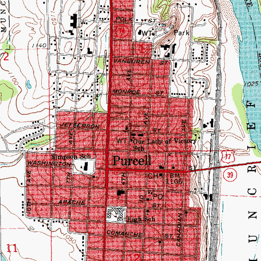 Topographic Map of Our Lady of Victory School, OK
