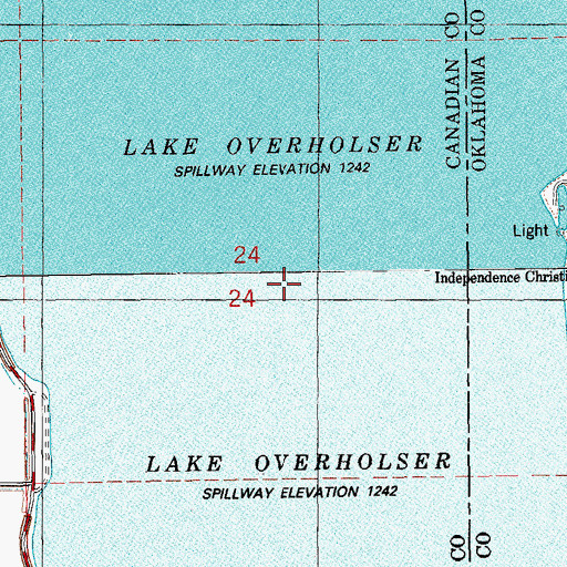 Topographic Map of Lake Overholser, OK