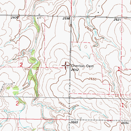 Topographic Map of Overton Cemetery, OK