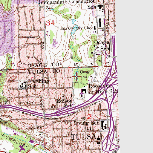 Topographic Map of Owen Park, OK
