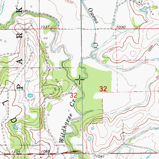 Topographic Map of Owens Creek, OK