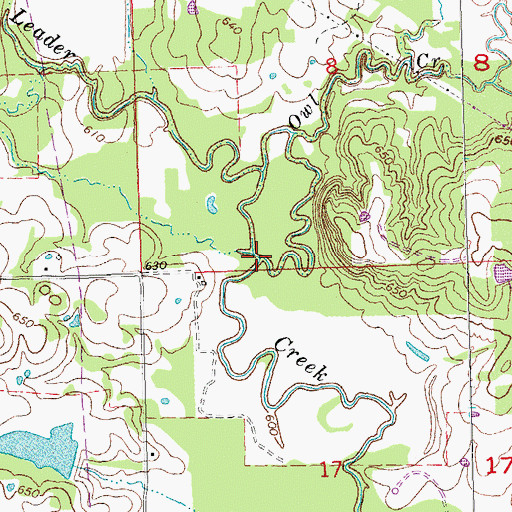 Topographic Map of Owl Creek, OK