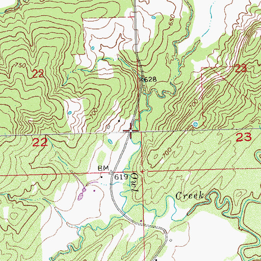 Topographic Map of Owl Creek, OK