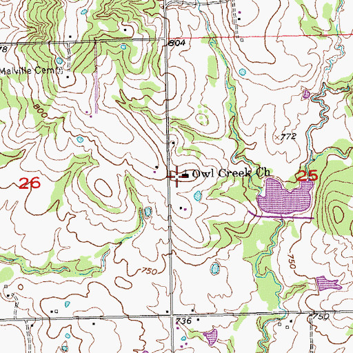 Topographic Map of Owl Creek Church, OK