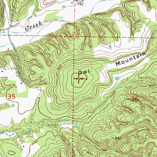 Topographic Map of Owl Mountain, OK