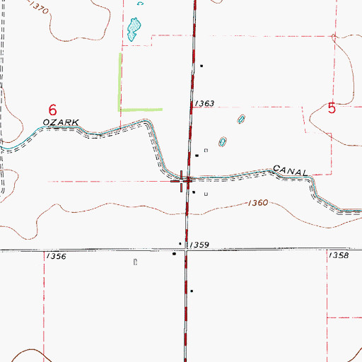 Topographic Map of Ozark Canal, OK